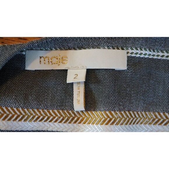 Maje Gray Pandora Striped Jacquard Short Sleeve Jumpsuit - Size 2 - Picture 11 of 16